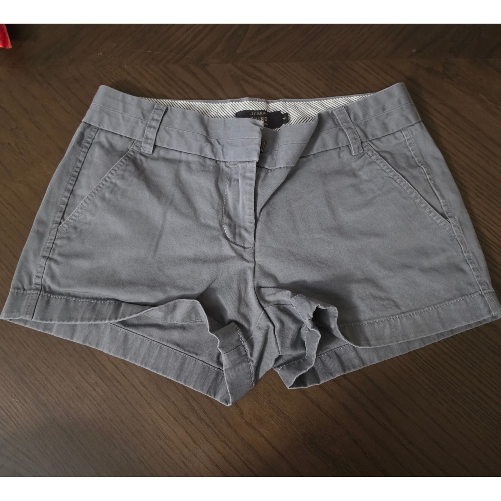 J.Crew Chino Shorts Womens 4 Gray Cotton Twill Flat Front Casual Summer Preppy